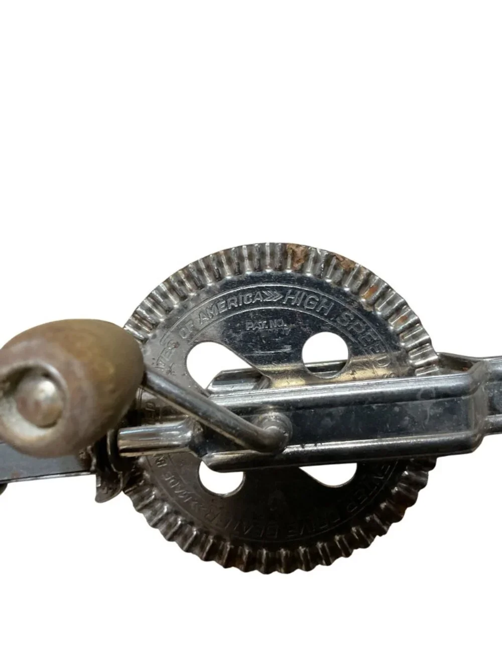 Vtg Red A&J High Speed Super Center Drive Egg Beater Hand Crank Mixer 1920s-40s